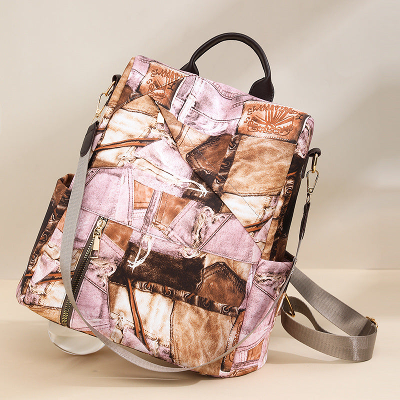 Artistic Patchrk Fabric Backpack Bowlift