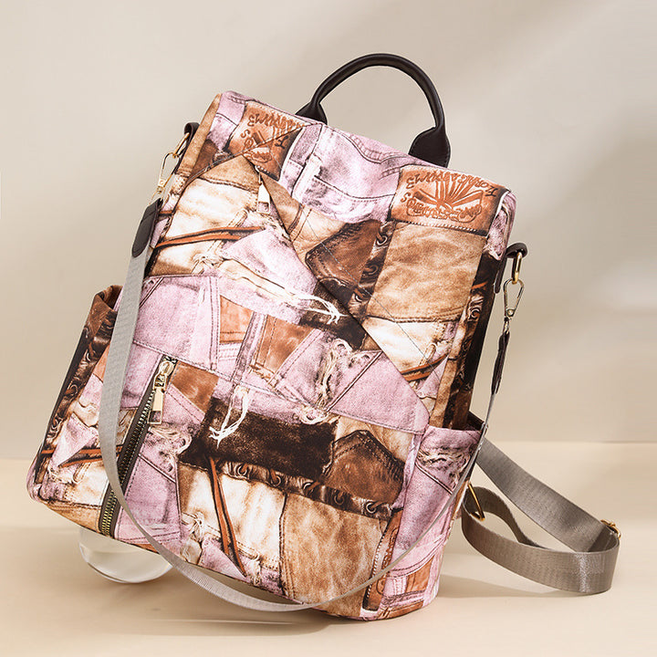 Artistic Patchrk Fabric Backpack Bowlift