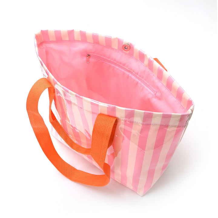 Spacious beach bag with transparent design and colorful stripes Bowlift