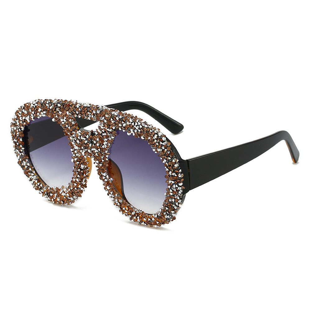 Women's fashionable sunglasses with glamorous rhinestone frame Bowlift
