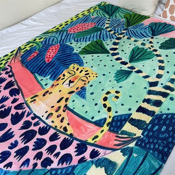 Artistic Jungle-Themed Throw Blanket