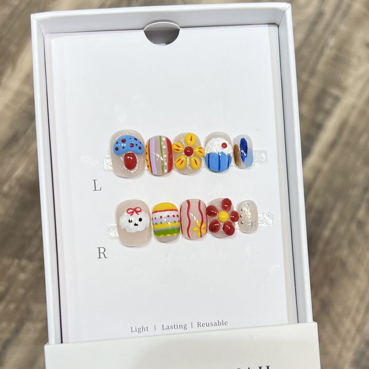 Decorative Press-On Nail Art Set with Fun and Whimsical Designs Bowlift
