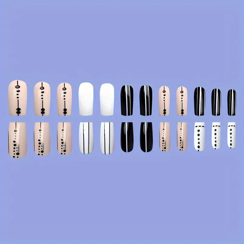 Artistic Geometric Press-On Nail Art Bowlift