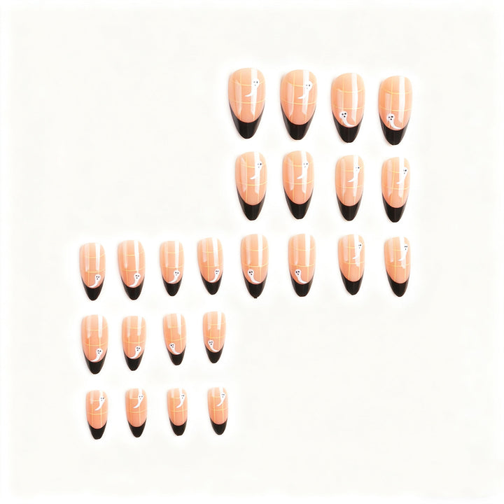 Artistic Ghost-Themed Press-On Nail Tips Bowlift