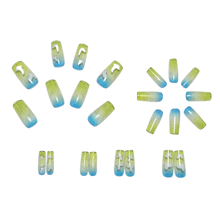 Artificial nails in summer style with butterfly design Bowlift