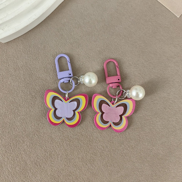 Keychain with butterfly and pearl accent Bowlift