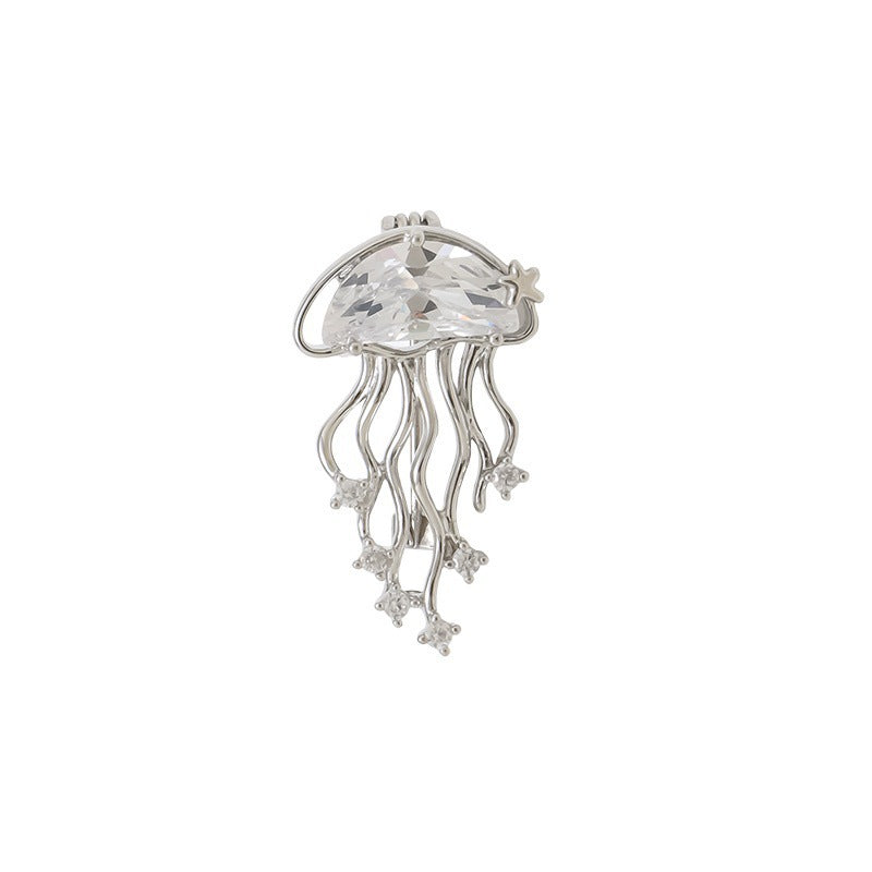 Elegant jellyfish brooch with sparkling crystals Bowlift