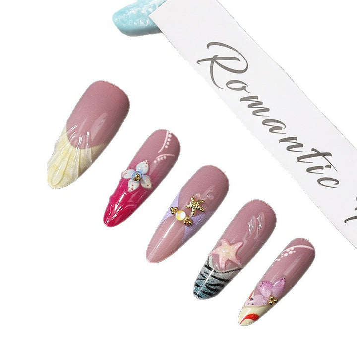 Artistic Shell-Inspired Press-On Nail Set Bowlift