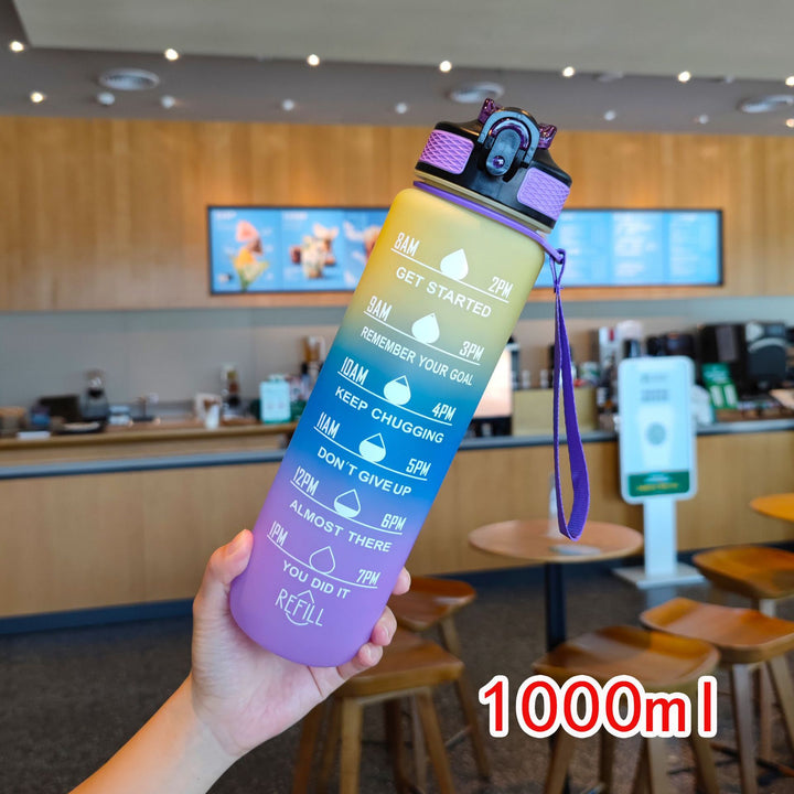 Ladies motivating water bottle with time markings Bowlift