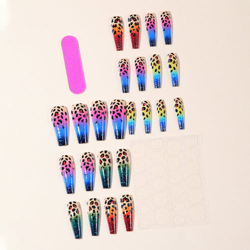 Ombre Leopard Print Nail Art Extensions Bowlift