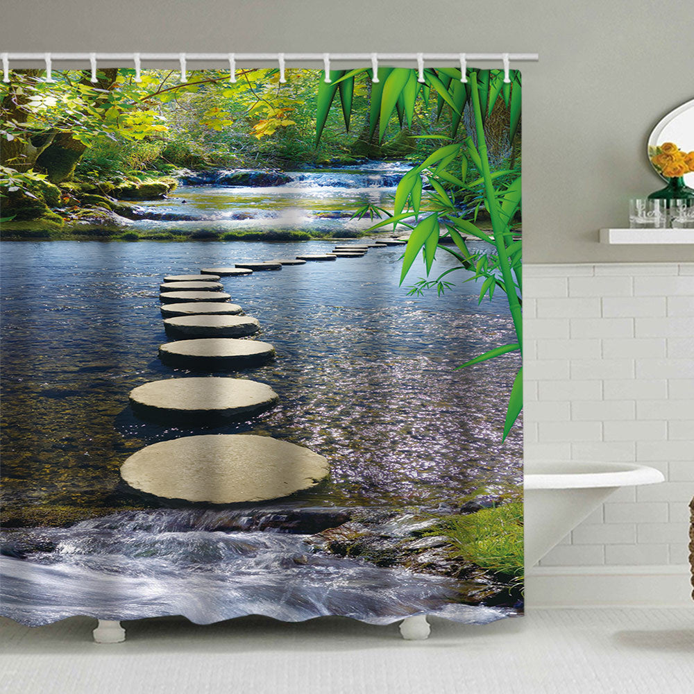 Tranquil Zen Nature Shower Curtain Bowlift