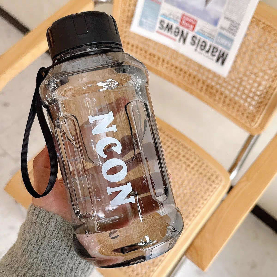 Women Transparent Drinking Bottle with Practical Carrying Handle Bowlift