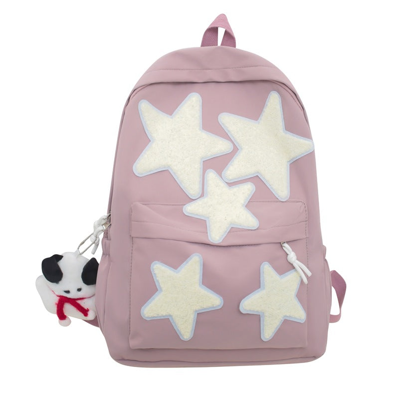 Star-Embroidered Casual Backpack Bowlift