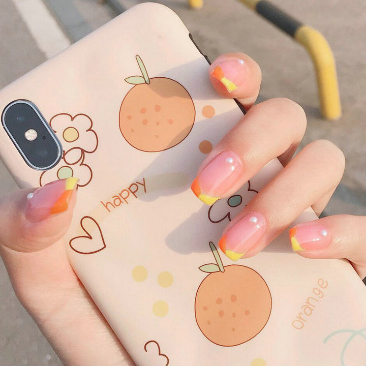 Acrylic Nail Set with Cheerful Fruit Design and Creative Accents Bowlift
