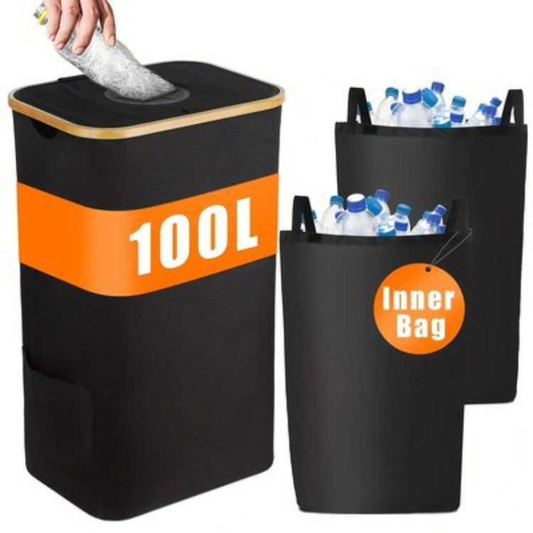 Multifunctional laundry storage box with bamboo lid Bowlift