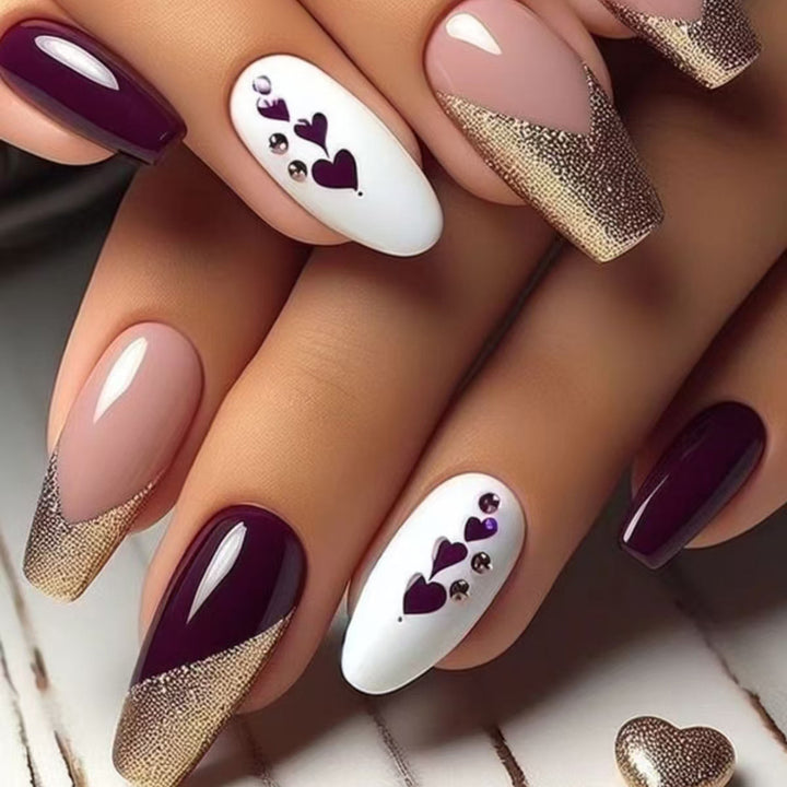 Heart-Embellished Ombre Press-On Nails Bowlift