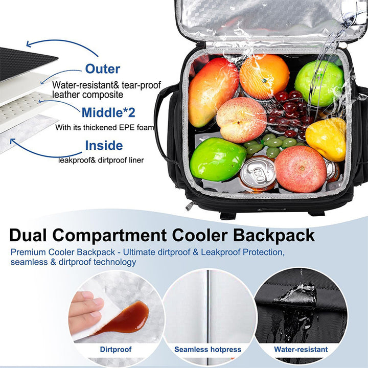 Multifunctional cooler backpack with insulated interior compartment and practical exterior pockets Bowlift