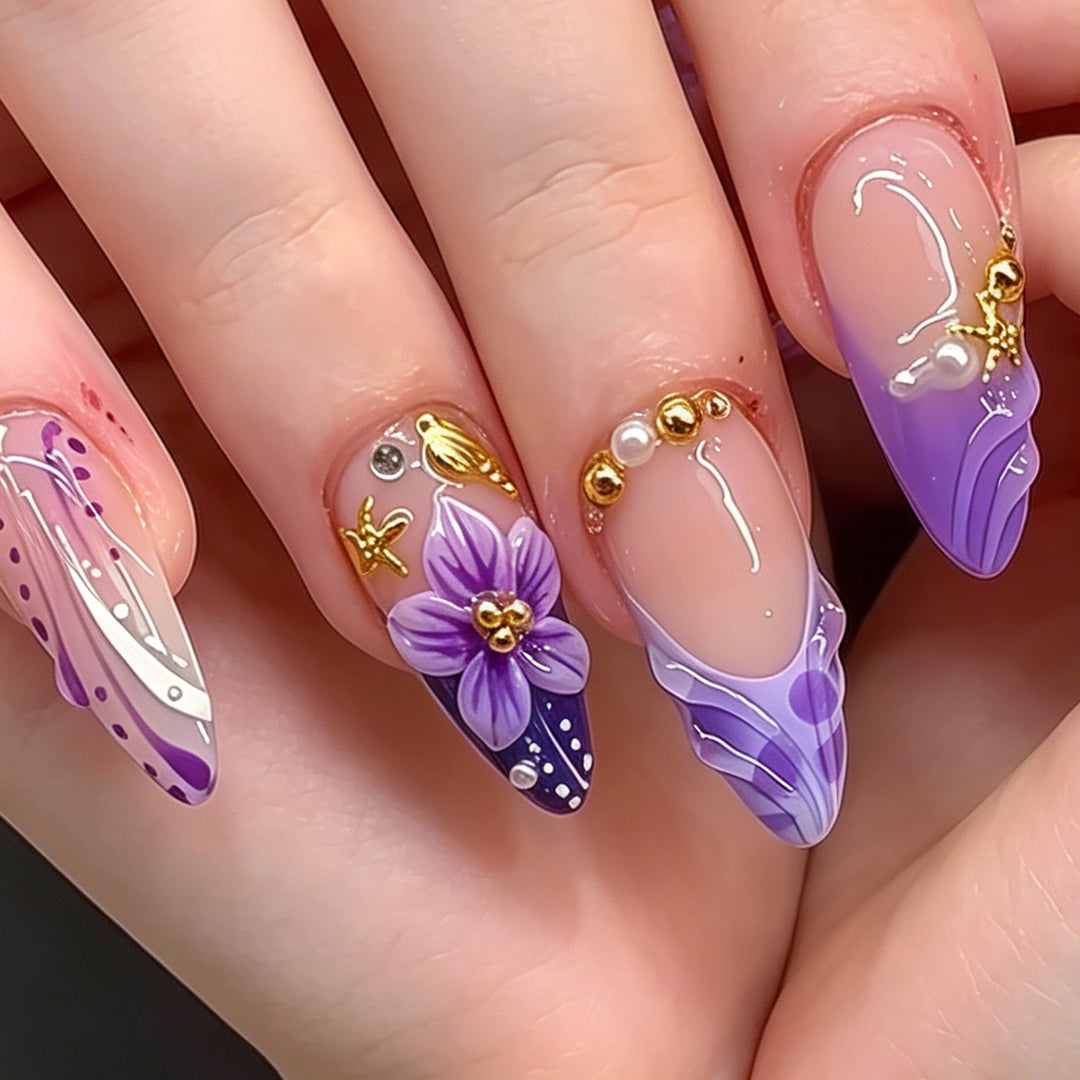 Decorative Floral Stiletto Nail Art Bowlift