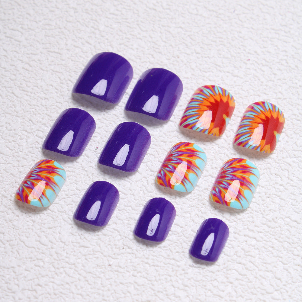 Artistic Tie-Dye Press-On Nails Bowlift