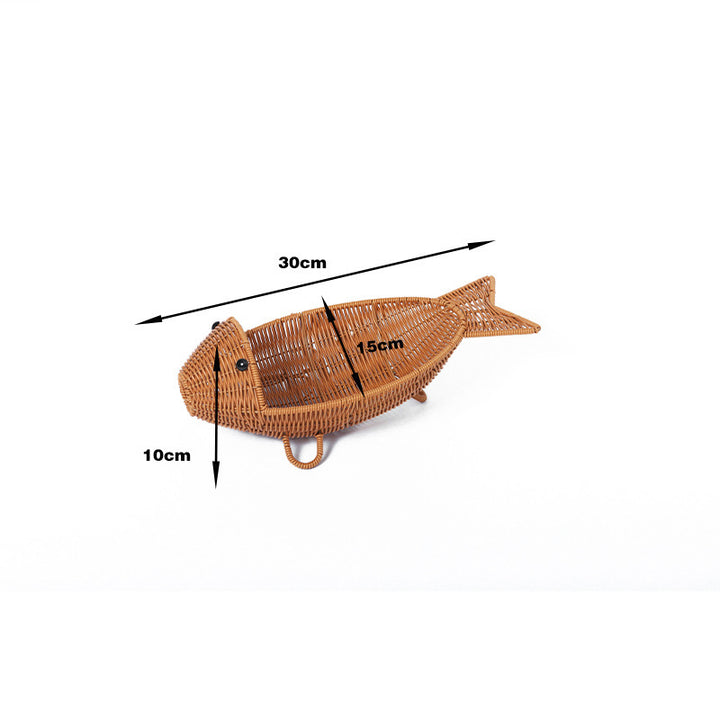 Fish-Shaped Woven Storage Basket Bowlift