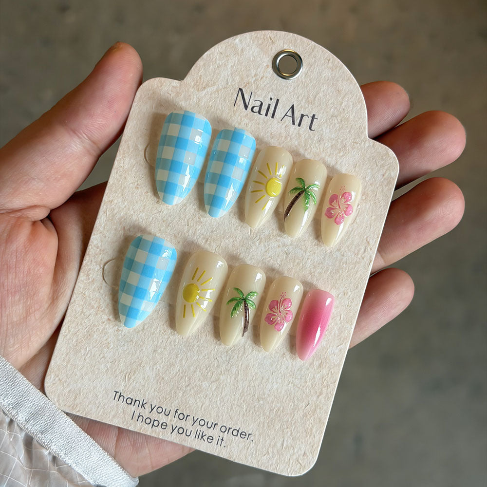 Tropical-Themed Press-On Nail Art Collection Bowlift