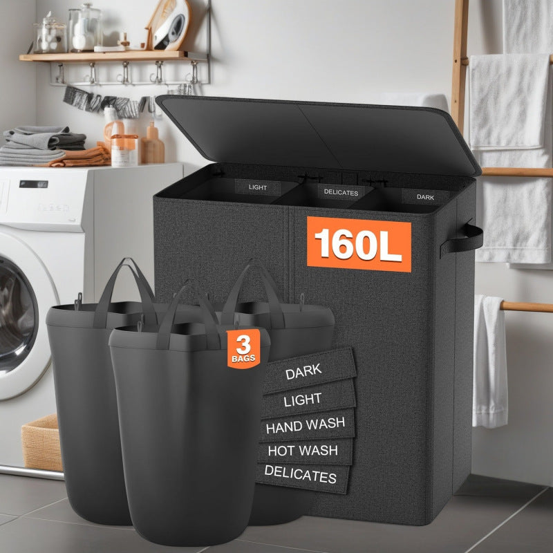 Practical laundry separation system with lid Bowlift