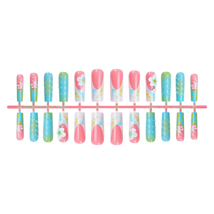 Floral-Themed Press-On Nail Art Set Bowlift