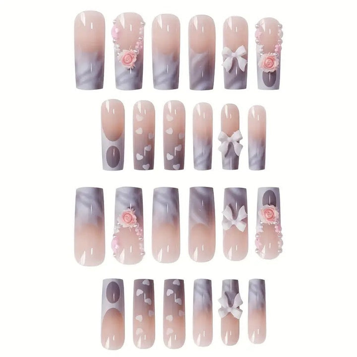 Decorative Long Sculpted Nail Art Extensions Bowlift