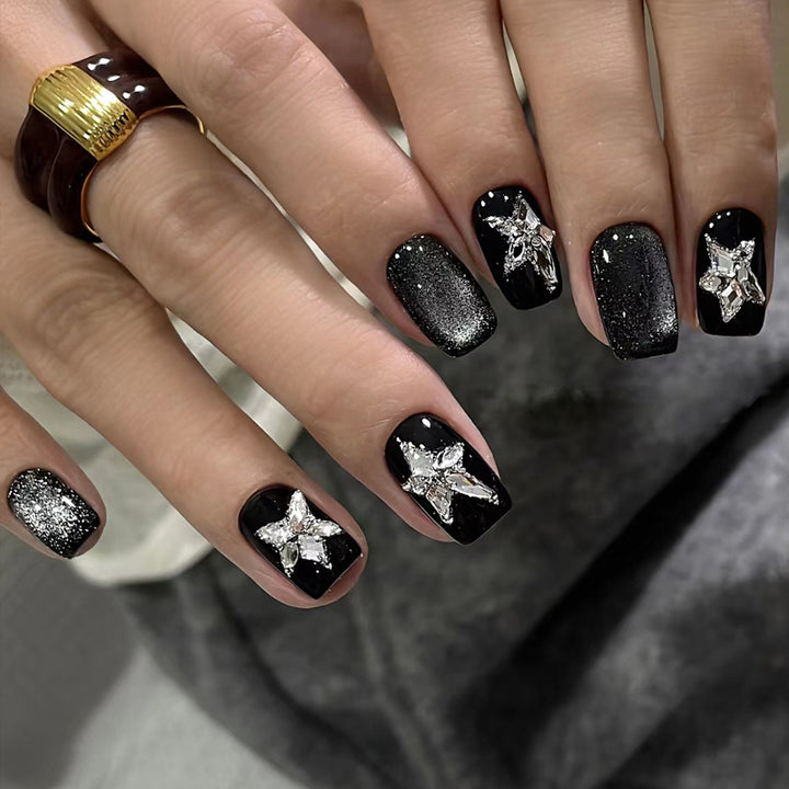 Luxury Press-On Nail Set with Glitter Accent Bowlift