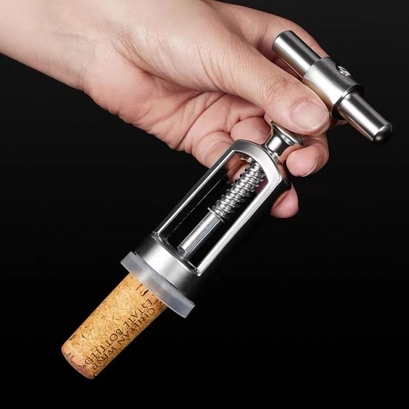 Stainless Steel T-Handle Lever Corkscrew Wine Bottle Opener Bowlift