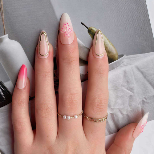 Elegant Ombre Floral Design Press-On Nails Bowlift