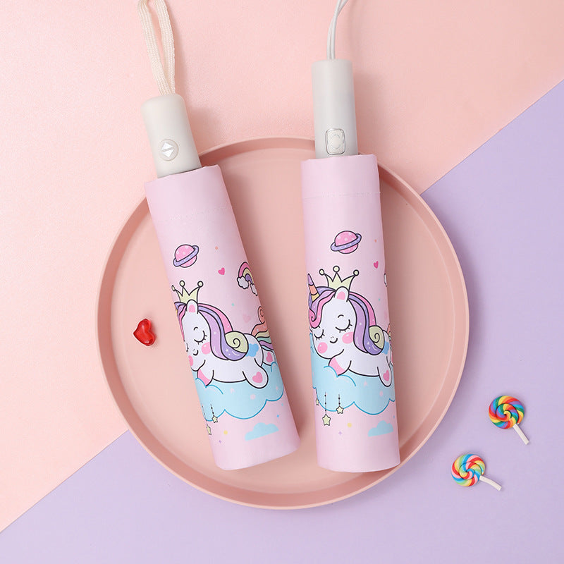 Ladies Folding Umbrella with Animal Motifs Bowlift
