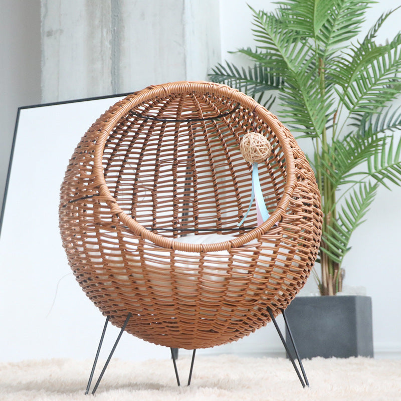 Cat Bed with Stylish Rattan Design Bowlift