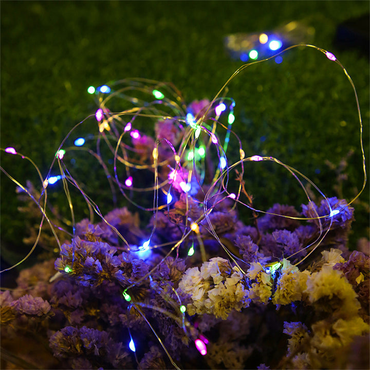 Outdoor Solar Copper Wire Fairy String Lights With Rechargeable Battery Box And Ground Stake Bowlift