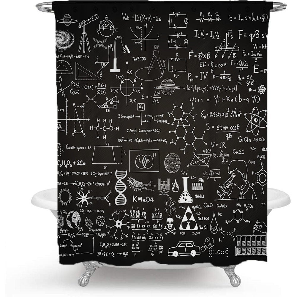 Shower Curtain with Scientific Equation Design Bowlift