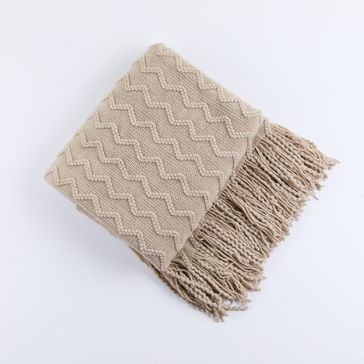 Women’s knitted blanket with textured wave pattern Bowlift