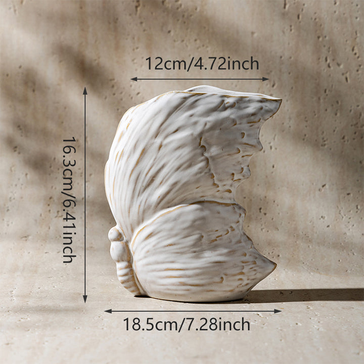 Biologically Shaped Ceramic Leaf Wing Accent Vase Planter