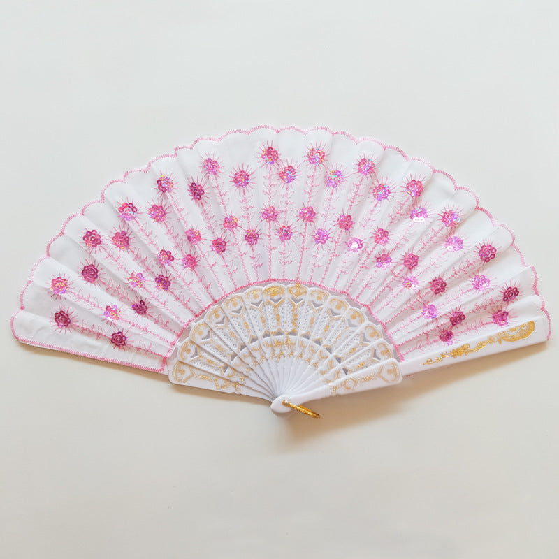 Ladies handcrafted fan with exquisite embroidery Bowlift