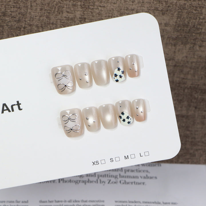Elegant Press-On Nail Art Set with Unique Designs Bowlift