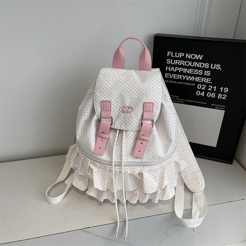 Ruffled Polka Dot Design Backpack