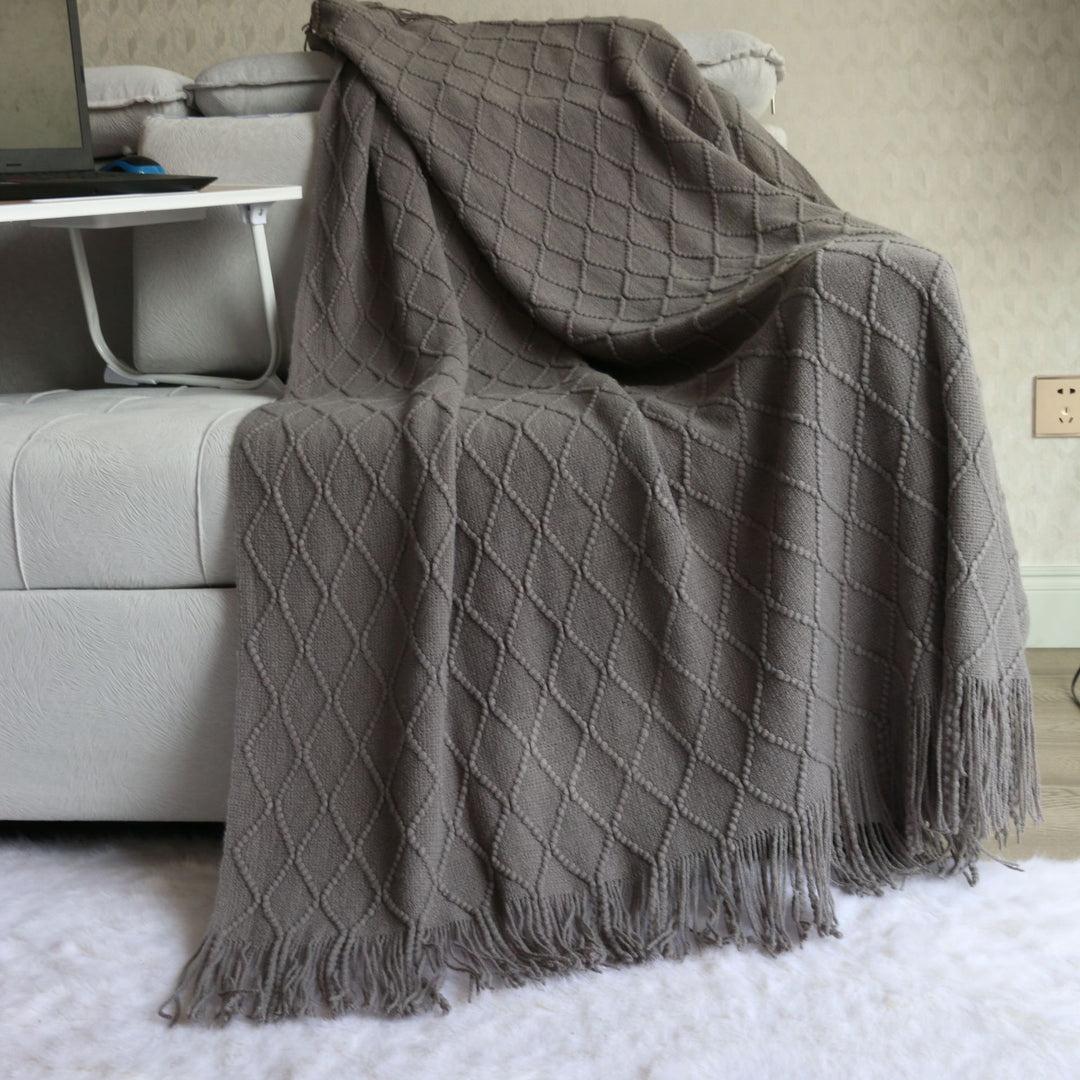 Luxurious Textured Knit Throw Blanket Bowlift