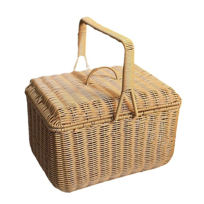 Elegant Woven Picnic Basket Bowlift