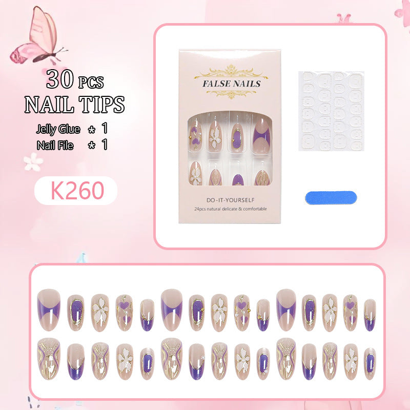 Artificial nail set with elegant flower and glitter details Bowlift