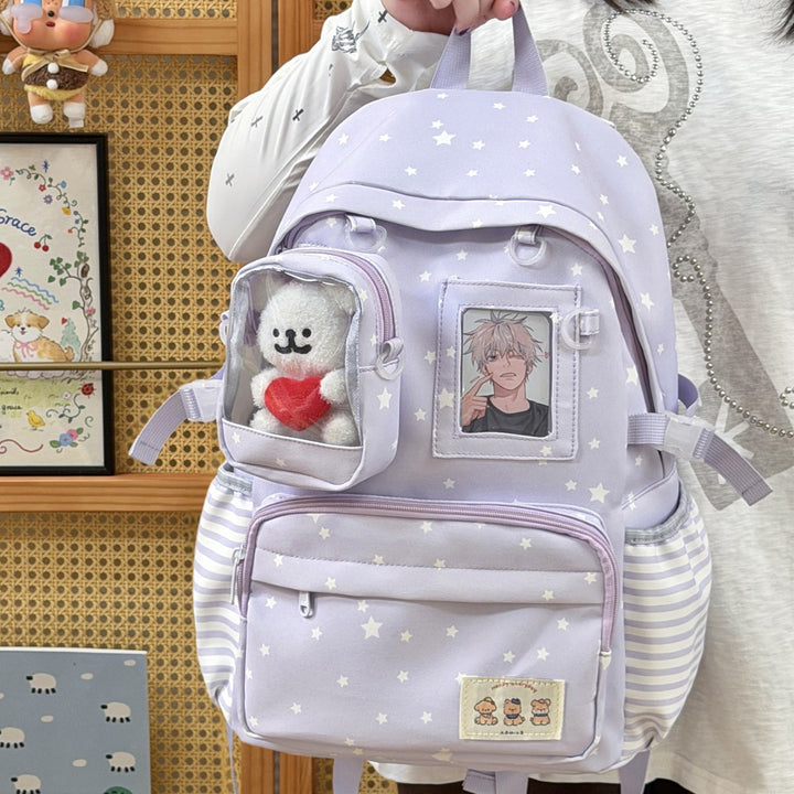Cute Illustrated Starry Print Backpack