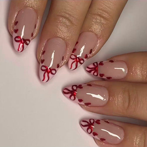 Premium Artificial Nails Set with Decorative Bows Bowlift