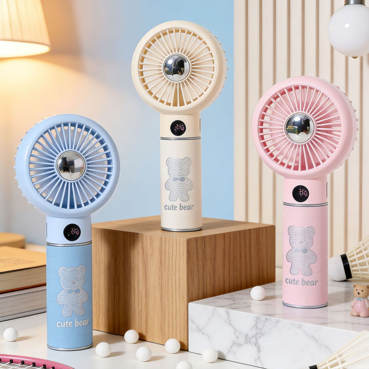 Women's Portable Mini Fan with Digital Display Bowlift