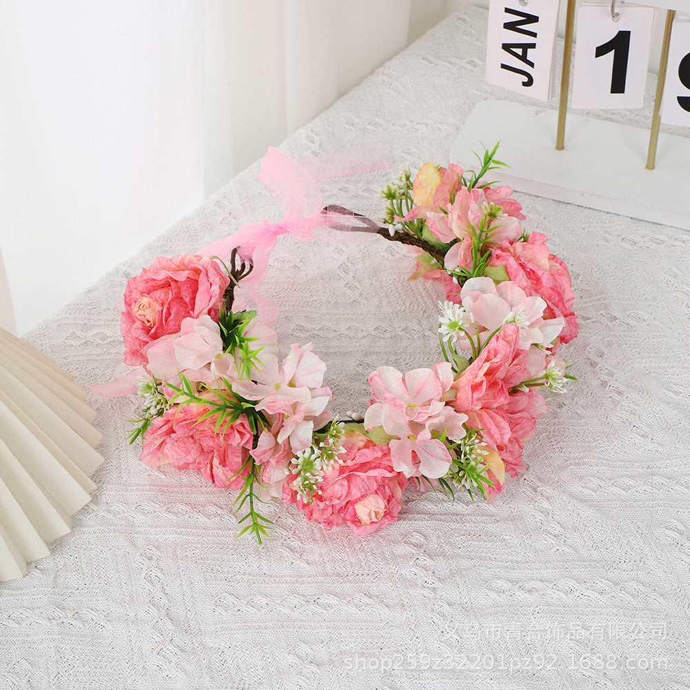 Handmade Romantic Artificial Flower Crown Headband for Bridal and Festival Bowlift
