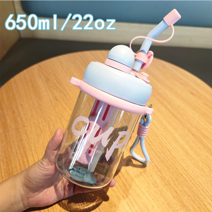 Women's drinking cup with safety lid and straw Bowlift
