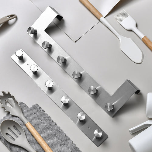 Wall-mounted stainless steel coat rack with five hooks Bowlift