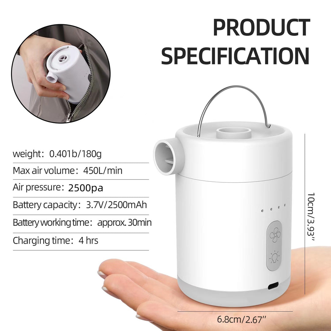 Portable Cordless Rechargeable Electric Air Pump With Multi-Nozzle Adapters Bowlift